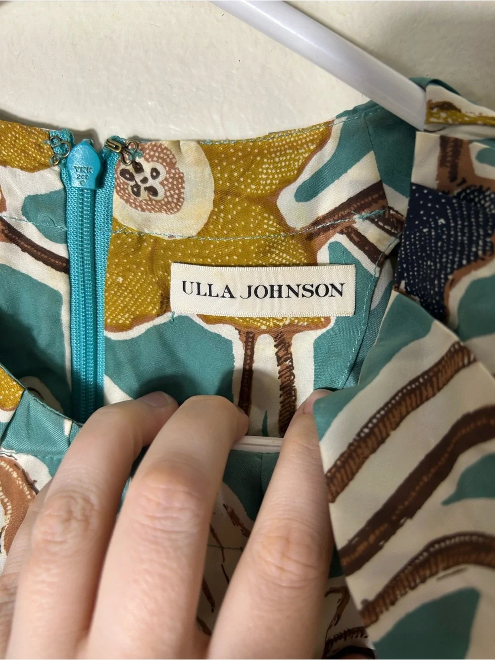 Ulla Johnson Anila silk top blue floral puff sleeve womens 0